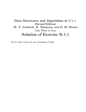 [Soultion Manual] Data Structures and Algorithms in C++ (2nd Edition) - Pdf